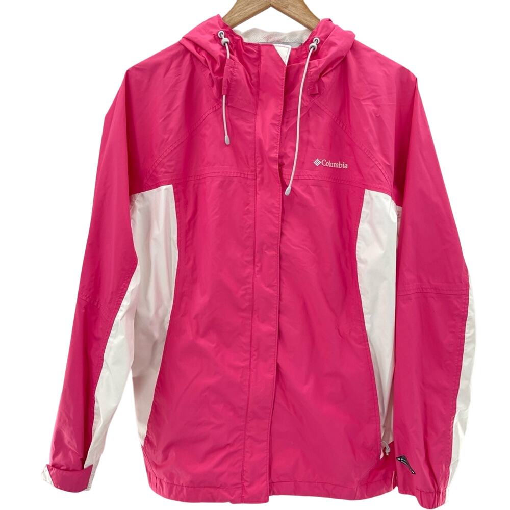 Columbia Omni Tech Fully Sealed Pink White Zip Up Lightweight Jacket Size 1X